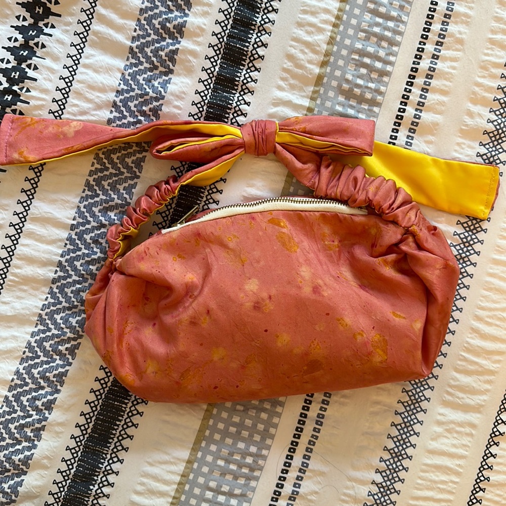 natural dyed 100% SILK Paulina bag and matching maxi silk scrunchie